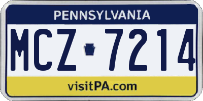 PA license plate MCZ7214