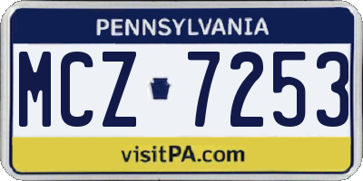 PA license plate MCZ7253