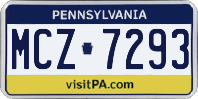 PA license plate MCZ7293