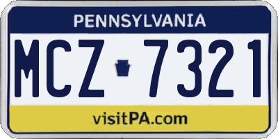 PA license plate MCZ7321
