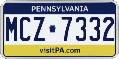 PA license plate MCZ7332