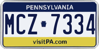 PA license plate MCZ7334