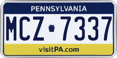 PA license plate MCZ7337