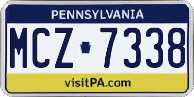 PA license plate MCZ7338