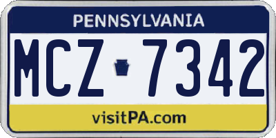 PA license plate MCZ7342