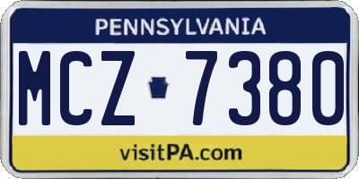 PA license plate MCZ7380