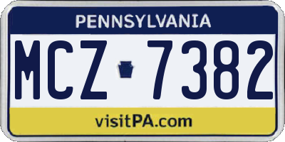 PA license plate MCZ7382