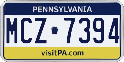 PA license plate MCZ7394