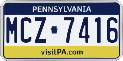 PA license plate MCZ7416