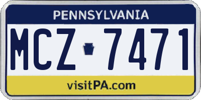 PA license plate MCZ7471