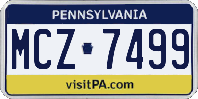 PA license plate MCZ7499
