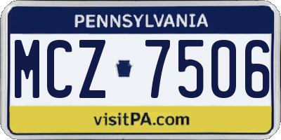 PA license plate MCZ7506