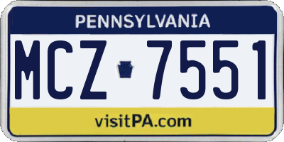 PA license plate MCZ7551