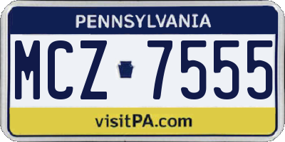PA license plate MCZ7555