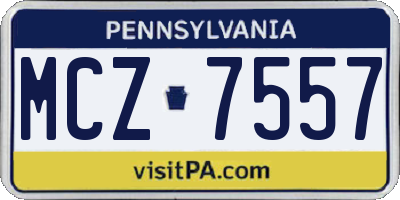 PA license plate MCZ7557