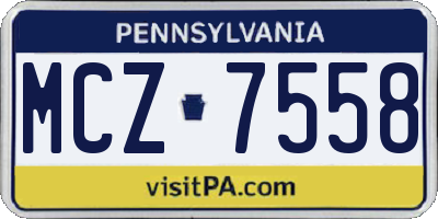 PA license plate MCZ7558