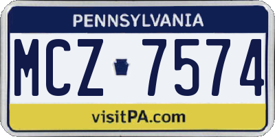 PA license plate MCZ7574