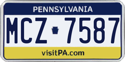 PA license plate MCZ7587