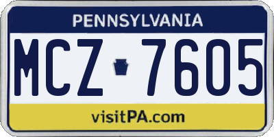 PA license plate MCZ7605