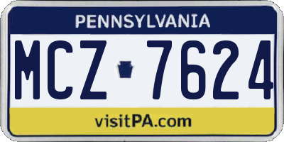 PA license plate MCZ7624