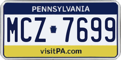 PA license plate MCZ7699
