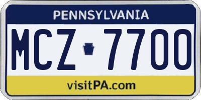 PA license plate MCZ7700