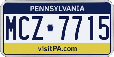 PA license plate MCZ7715