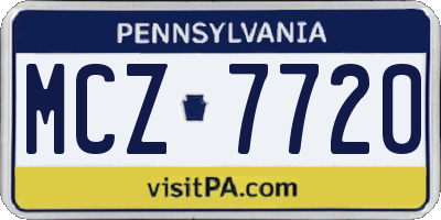 PA license plate MCZ7720
