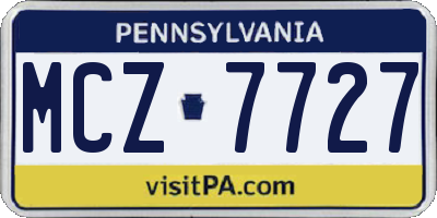 PA license plate MCZ7727