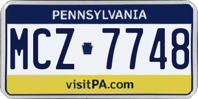PA license plate MCZ7748