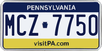 PA license plate MCZ7750