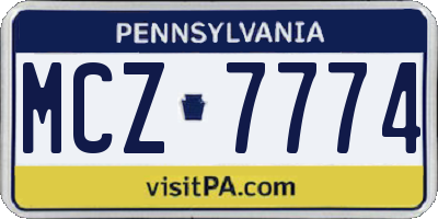 PA license plate MCZ7774