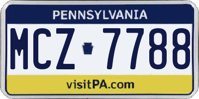 PA license plate MCZ7788