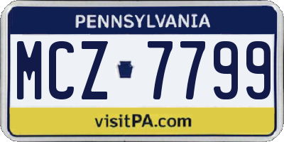 PA license plate MCZ7799