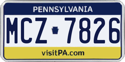 PA license plate MCZ7826
