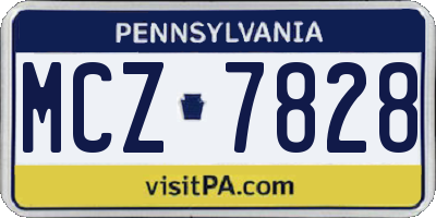 PA license plate MCZ7828