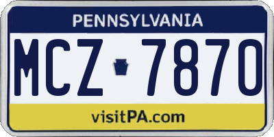 PA license plate MCZ7870