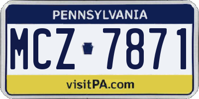 PA license plate MCZ7871