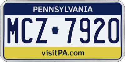 PA license plate MCZ7920