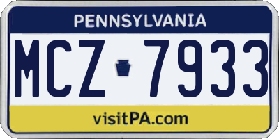PA license plate MCZ7933