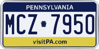 PA license plate MCZ7950