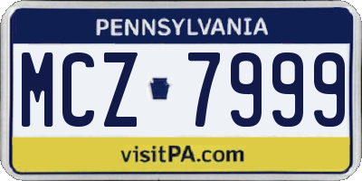 PA license plate MCZ7999