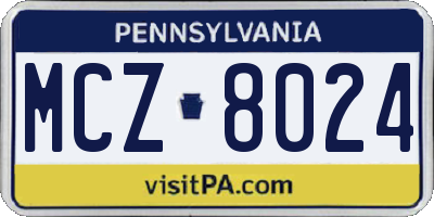 PA license plate MCZ8024