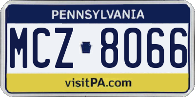 PA license plate MCZ8066