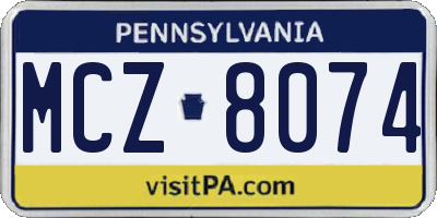 PA license plate MCZ8074