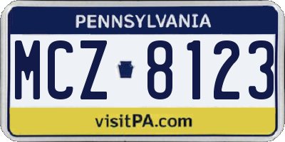 PA license plate MCZ8123