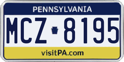 PA license plate MCZ8195