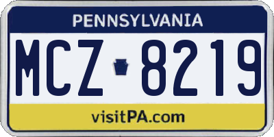 PA license plate MCZ8219