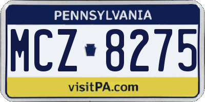 PA license plate MCZ8275