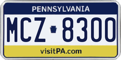 PA license plate MCZ8300